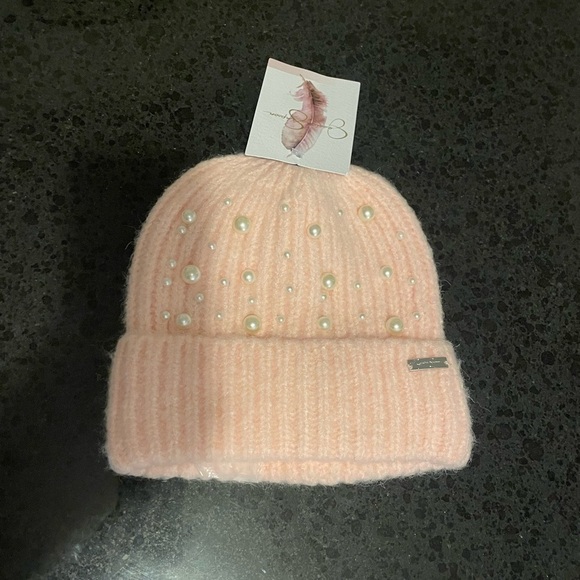 Jessica Simpson Pink Pearl Beaded Hat New with Tags - Picture 1 of 4